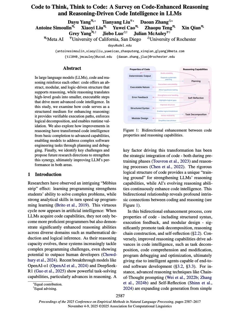 “Code to Think, Think to Code”: la relación bidireccional entre código y razonamiento en LLM