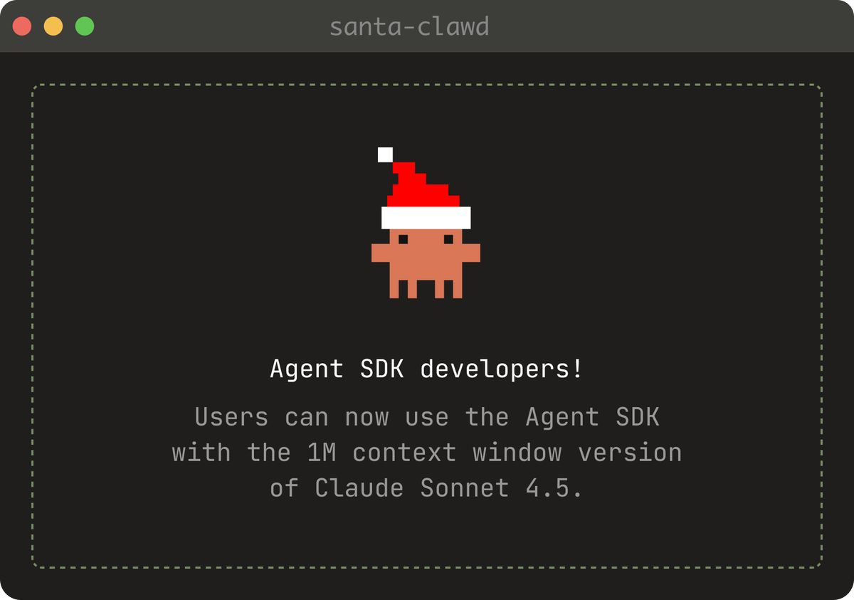 We’ve shipped three new updates for Claude Agent SDK to make it easier to build custom agents: - Support for 1M context windows - Sandboxing - V2 of our TypeScript interface