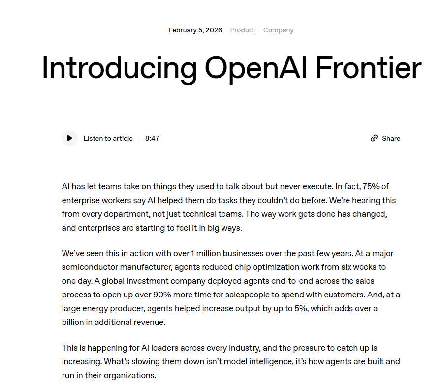 OpenAI Frontier发布