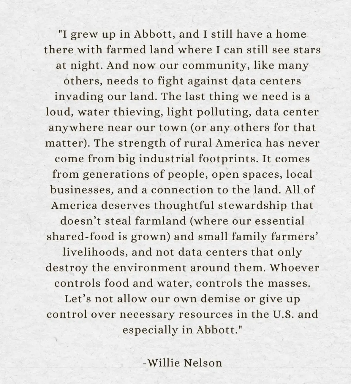 Willie Nelson抗议数据中心