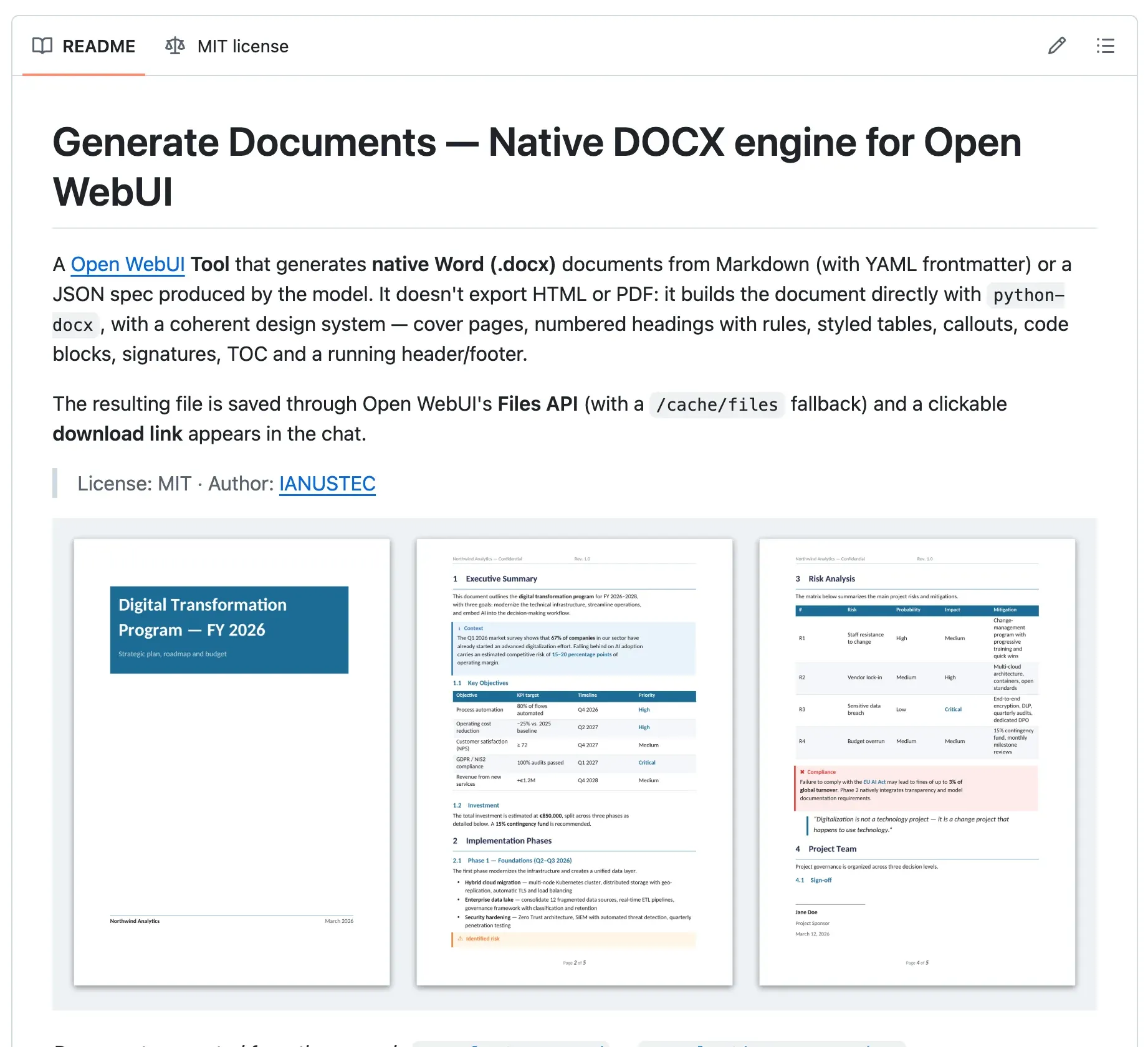 Open WebUI 社区推出 Word 文档生成工具 generate_documents