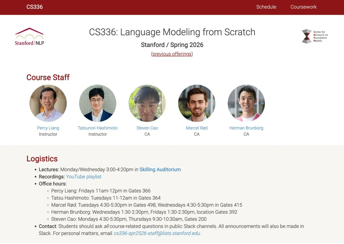 斯坦福开源课程《CS336: 从头构建语言模型》