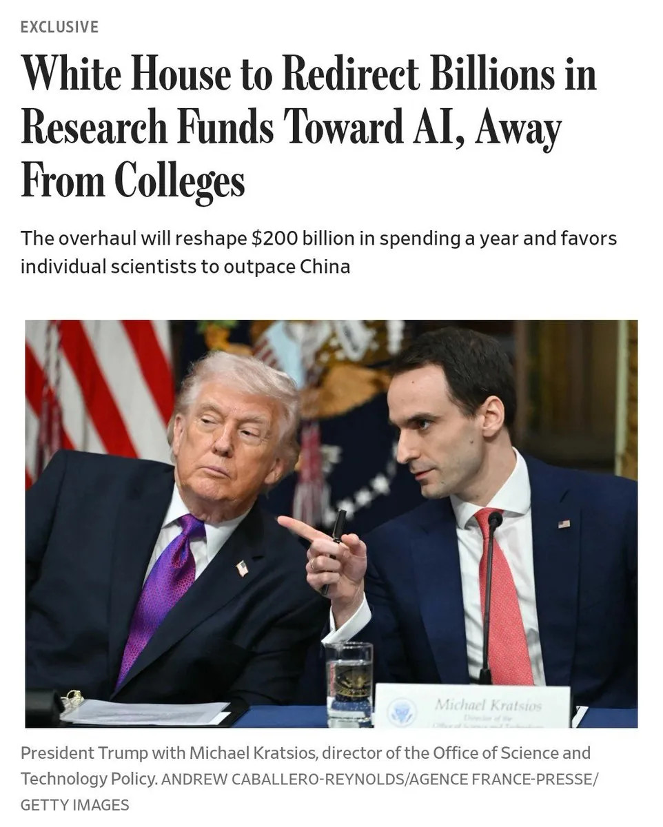 Trump Administration Plans to Redirect Federal Scientific Research Funds to Accelerate AI Development