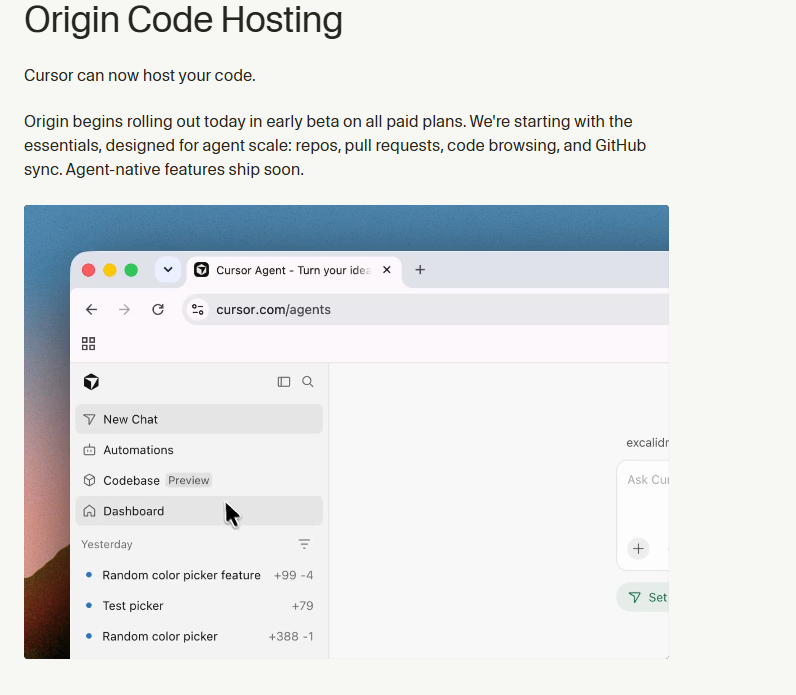 Cursor发布AI原生代码托管平台Origin，直面挑战GitHub